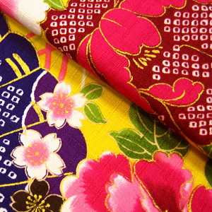 義若オリジナル鯉口シャツ、ダボシャツ　金彩牡丹と桜